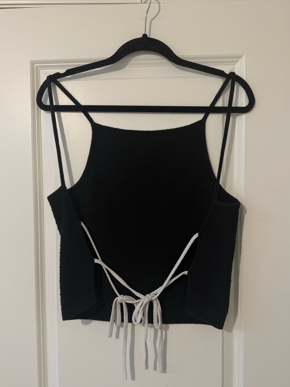 Wilfred Black Knit Camisole with White Tie-Back